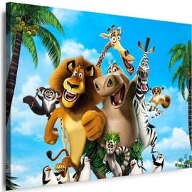 Myartstyle - Pictures, film, cartoons, animals, children, Madagascar 3, 70 x 50 cm, linen wall pictures, XXL, 1 piece wall pictures, art, 3D modern art prints, w-a-2042-86
