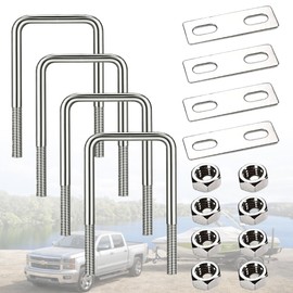 3.15" W x 5.91“ L Stainless Steel Square Bend U Bolts with Nuts and Frame Plate for Automobiles Trailer, Ski Boat, or Sailboat Trailer Square U-Bolt （M10 x 80mm x150mm）
