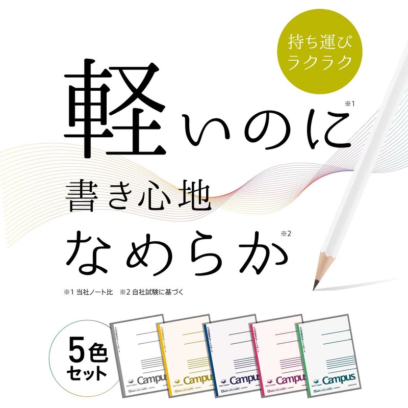 KOKUYO Smart Campus B5 Notebook, Pack of 5 Colors, Ruled