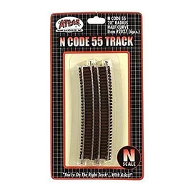 N Code 55 Nickel Silver 20" Radius Half Curve Track (6) Atlas Trains