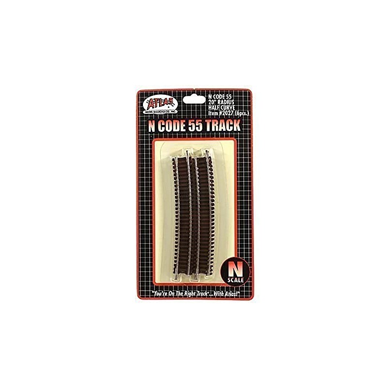 N Code 55 Nickel Silver 20" Radius Half Curve Track