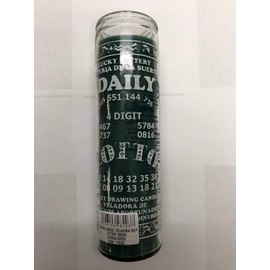 Lucky Lottery UNSCENTED Green Pillar Candle in Glass