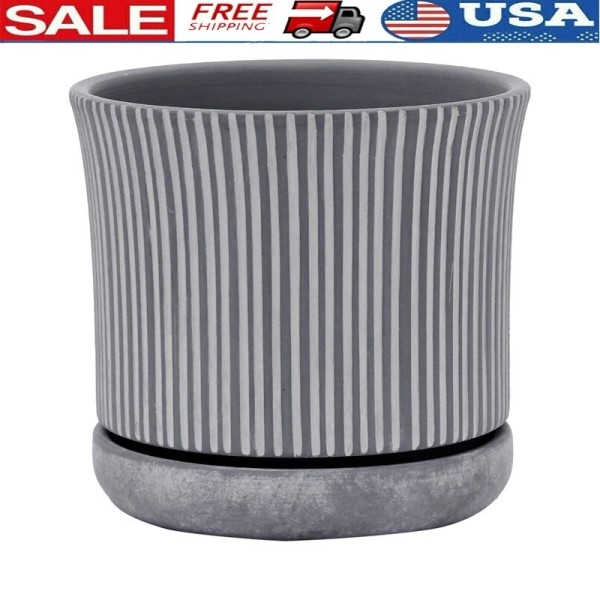 Unbranded Round Ceramic Planter W/ Saucer Weather-Resist