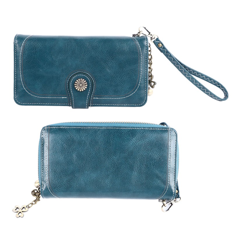Women PU Leather Credit Card Holder Large Capacity Wallet Zipper