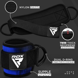 RDX Ankle Straps for Cable Machines Resistance Bands Attachment, 7mm Neoprene Padded 10”x4”, Gym Wrist Cuff Women Men Home Fitness, Weight Lifting D-Ring Booty Leg Workout Curls Kickbacks Hip Abductor