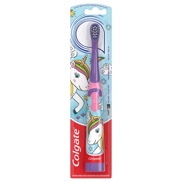 Colgate Kids Battery Powered Toothbrush, Unicorn, Extra Soft Toothbrush, Ages
