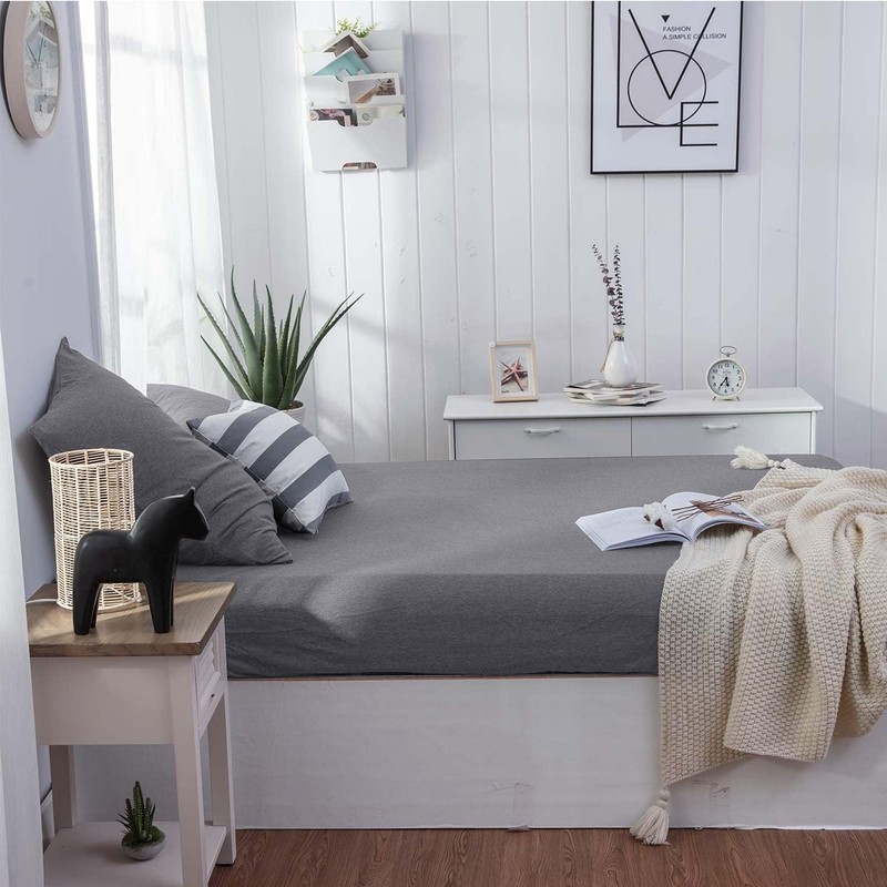 Oxford Homeware Grey Double Fitted Sheet – 30 Cm Extra
