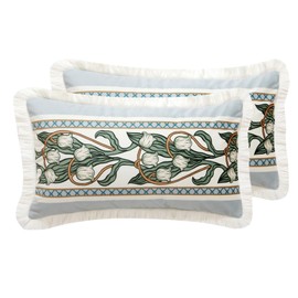 patdrea Decorative Square Throw Pillow Covers 12"*20",Velvet Soft Farmhouse Throw Covers,Floral Throw Pillow Case for Couch Sofa Bed Living Room（2Pack）