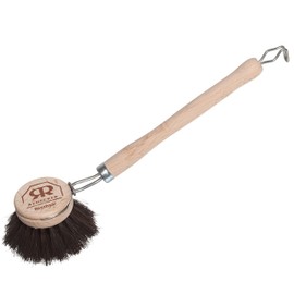 Redecker German-Made Horse Hair Bristle Dish Brush, Soft All-Purpose Scrubber for Kitchen & Household with Strong Horse Hair Bristles, 2 inch Replaceable Brush Head, Single Unit, 9-inches Long