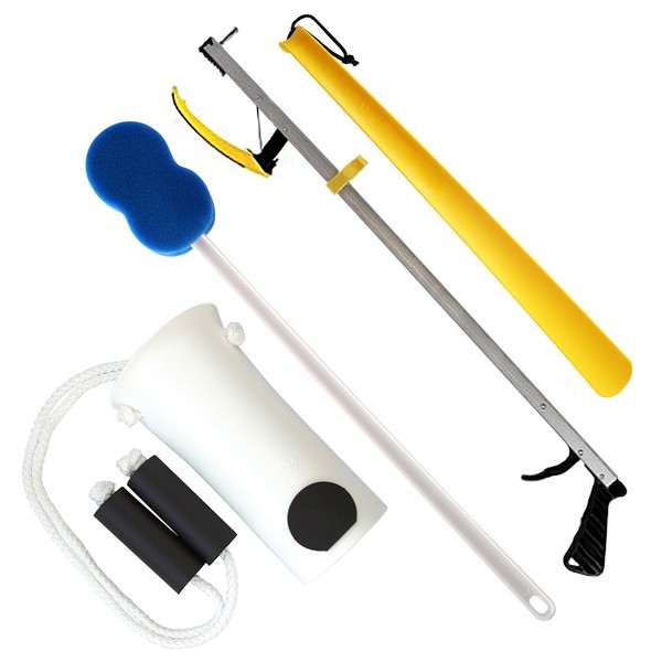 RMS Hip Knee Replacement Kit - Ideal for Recovering from Hip Replacement, Knee or Back Surgery, Mobility Tool for Moving and Dressing (26 Inch Reacher)