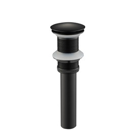 KIBI Pop-Up Drain Stopper for Bathroom Sink Without Overflow | Full Cover Design Lavatory Vanity Drain | Durable Solid Brass Construction for Long-Lasting Performance (Matte Black, KPW103)
