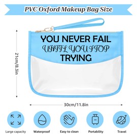 Sazuwu Inspirational Graduation Gifts Blue Makeup Bag with Zipper Motivational Friendship Gifts for Coworkers Employee Cosmetic Travel Bag Organizer Thank You Gifts for Women Appreciation