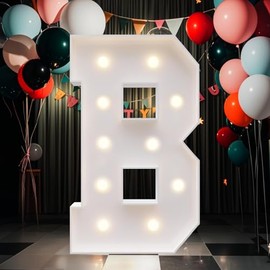 Marquee Letter, 4FT Marquee Light up Numbers,LED Light Up Letter B - DIY Party decorations, elevate your events with marquee letters 4 feet tall, perfect for Party, Birthday, Baby Shower