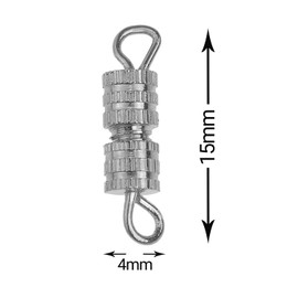 Kare & Kind 100x Barrel Screw Clasps - Use for Crafts, Jewelry Making and Repair - Ideal Connector for DIY Necklaces, Bracelets, Anklets - 4 mm x 15 mm - Gray