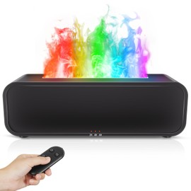 Eseential Oil Diffuser, 250ml Flame Oil Diffuser - Aromatherapy Humidifier, Sound Activated Flame Effect, Rainbow Flame, Music Sync, Remote Control - Perfect for Bedroom Home Office Yoga (Black)