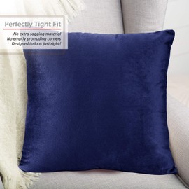 Nestl Throw Pillow Inserts Pack of 2 with Velvet Soft Solid Decorative Square Throw Pillow Covers Set for Sofa Couch Car Bedroom with 26X26 Throw Pillows Inserts with Cushion Covers, Royal Blue