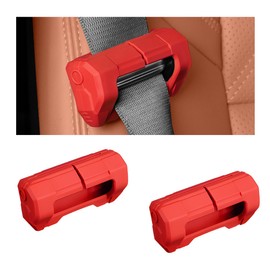 MUQIDA 2PCS Car Seat Belt Buckle Covers, Anti-Scratch Silicone Auto Seatbelt Buckle Protector, Universal Safety Belt Clip Cover Secure Buckle Guard Fits Most Vehicles, Car Accessories (Red)