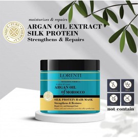 Lorenti Deep Conditioning Hair Mask 500 ml | For Dry, Damaged, Dense & Frizzed Hair | Contains Vitamin B7 & Proteins to Balance & Moisturize Hair | 16.9 Fl Oz (Argan Oil)