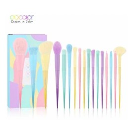 Docolor Juego de 17 brochas de maquillaje brochas sintéticas para base polvos rubor correctores sombras de ojos juego de brochas de maquillaje