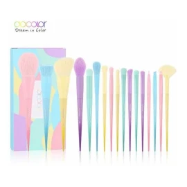 Docolor Juego de 17 brochas de maquillaje brochas sintéticas para base polvos rubor correctores sombras de ojos juego de brochas de maquillaje