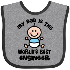 inktastic Worlds Best Engineer Dad Baby Bib Heather and Black 22d94