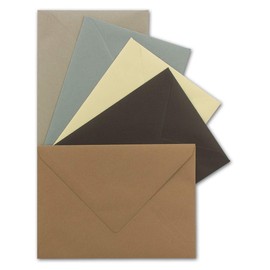 20 x Envelope Packages - DIN C6 - Approx. 11.4 x 16.2 cm - The Natural - 5 Colours Each 4 Envelopes - Grammage: 120 g/m² - Farbenfroh Series