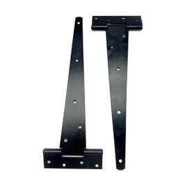 2PK Black Tee Hinges 12" (300mm). T-Hinges for Garden Gates, Sheds and Doors. Japanned Corrosion and Weather Resistant External Hinge Pack.
