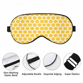 Vnwoalu Bee Honeycombs Sleep Eye Mask Yellow White Abstract Cube Men Women Sleep Mask with Adjustable Strap Eye Cover Eye Shade for Travel, Nap,Meditation