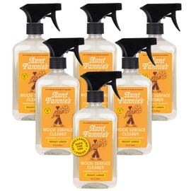 Aunt Fannie's All Purpose Wood Spray Cleaner, No-Wax Formula, Perfect for Wood Tables, Walls, Counters & Shelves, 16.9 Ounces, Lemon Scent (Pack of 6)