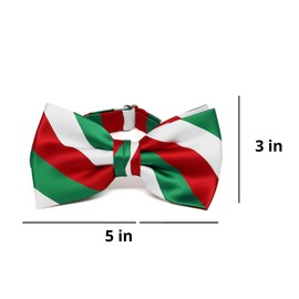 tiemart Striped Bow Tie (Kelly Green, White and Red)