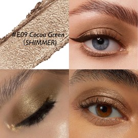 Wugbc Shimmer Eyeshadow Stick, Dark Green Glitter Eye Shadow Stick Long-Lasting Cream to Powder Buildable Eye Brightener Eyeliner Pencils Crayon Highlighter Makeup