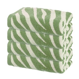 sourcing map 4 Pcs Bathroom Hand Towels Black/White Soft Absorbent Face Towels Cotton Wash Cloths 13 x 29 Inch Kitchen Hand Towels for Bathroom Gym Drying Hand Face Hair (Tiger Stripe)