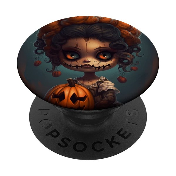 Scary Voodoo Girls Doll with Pumpkin for Halloween, Voodoo PopSockets