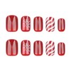 Christmas Fake Nails Short Square Press on Nails Snowflake with