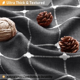 BTTN Extra Long Shower Curtain - 72x84 Inch Long Boho Chic Tassel Linen Fabric Shower Curtain Set with Hooks, Tall Modern Farmhouse Heavy Duty Cloth Shower Curtains for Bathroom - Charcoal Grey/Gray