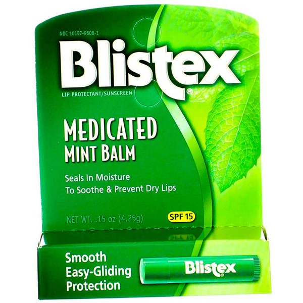 Blistex Medicated Mint Balm SPF 15 0.15 Ounce (Pack of 7)