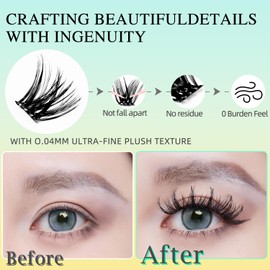 Squsaya Self Adhesive Eyelashes Natural Lash Clusters kit Pre Glued Eyelash Clusters Wispy C-curly No Glue Needed 120 pcs Reusable Cluster Eyelash Extensions 14-16mm - BIG EYE MAGIC