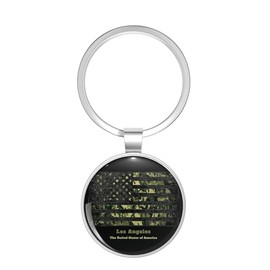 BKR Graphics Los Angeles Camouflage Military Camo My City US Flag Metal Double Sided Key Chain Keychain