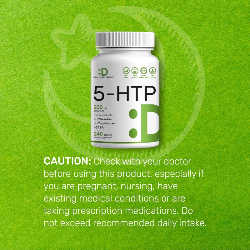 Deal Supplement 5-HTP 200mg Per Serving, 240 Capsules, 98% African