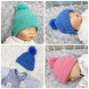 Knitting Pattern for 3 Pompom Baby Hats, 2 Sizes, Baby