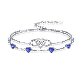 Wildari Infinity Heart September Birthstone Charm Link Bracelets for Women 925 Sterling Silver Adjustable Anniversary Birthday Gifts Mother's Day Jewelry Gift for Mom Women Wife Her Friends