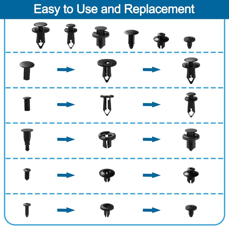 VooGenzek 200 PCS 6 Types Car Body Rivets Mounting Kit,