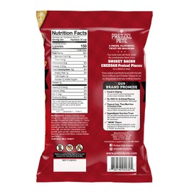 Pretzel Pete Smokey Bacon Cheddar Seasoned Pretzel Pieces, Non-GMO Ingredients, Small Batch, Bold Flavor, 9oz (3 Pack)