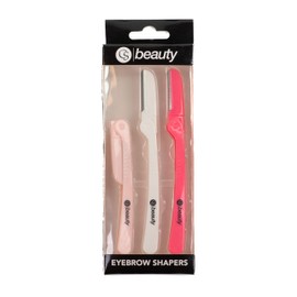 CS Beauty Eyebrow Shapers Set, 3-Pack, Pink/White/Coral - Razor Facial Hair Remover Shaver Trimmer