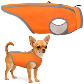 Reflective Dog Hunting Vest with Fleece Lining for Small Dogs,Hi-Visibility & Fluorescent Blaze Orange Dog Jacket,Winter Warm Coats with D-Ring,Ensures Safety and Warmth Efficiently,S