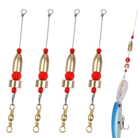 SHADDOCK Carolina Fishing Rigs, 4pcs CRR Carolina Ready Rig Brass Pre Rigged with Hollow Weights Barrel Swivels Beads Fishing Connector Rig for Saltwater Freshwater(1/2oz-14g-4pcs)
