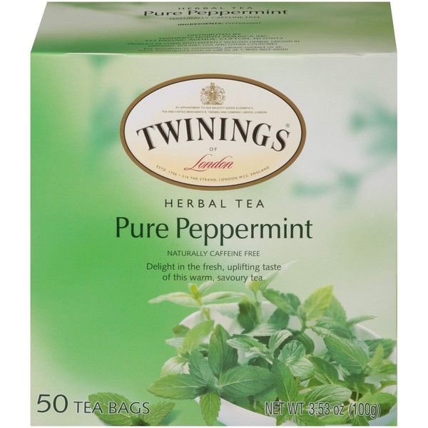 Twinings of London Pure Peppermint Herbal Tea Bags, 50 Count (Pack of 6)