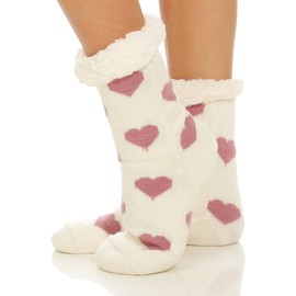 Cleostyle 1 Pair / 2 Pairs of Warm Cabin Socks / Slippers with ABS Sole and Warm Teddy Fur 368 -