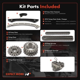 A-Premium 8PCS Engine Timing Chain Kit W/Sprocket & Tensioner & Guide Compatible with Ford & Lincoln - Explorer 2012-2019, Escape, Fusion, Focus, Edge, Mustang, Taurus, MKZ, MKC, MKT - L4 2.0L 2.3L