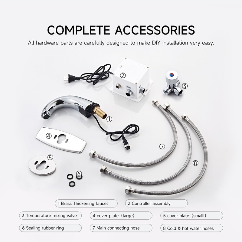 Touchless Bathroom Sink Faucet Hands Free Automatic Motion Sensor Commercial